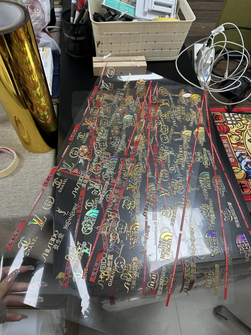 AGP transparent hot stamping seal with logo sticker waterproof pvc advertising printing self-adhesive label